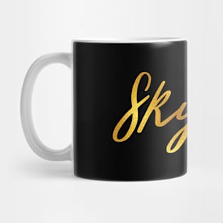 Skylar Name Hand Lettering in Faux Gold Letters Mug
